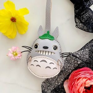Handmade Totoro leather bag charm
